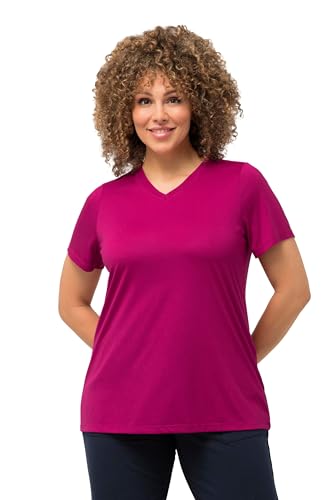 Ulla Popken Damen große Größen Übergrößen Plus Size Funktionsshirt, antibakteriell, V-Ausschnitt, Halbarm Magenta 50+ 810781810-50+ von Ulla Popken