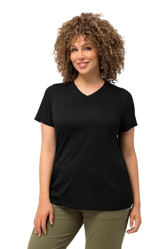 Ulla Popken Damen große Größen Übergrößen Plus Size Funktionsshirt, antibakteriell, V-Ausschnitt, Halbarm schwarz 58+ 810781100-58+ von Ulla Popken