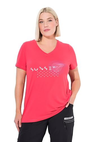 Ulla Popken Damen große Größen Übergrößen Plus Size Funktionsshirt, schnelltrocknend, V-Ausschnitt, Halbarm erdbeer rot 58+ 827141527-58+ von Ulla Popken