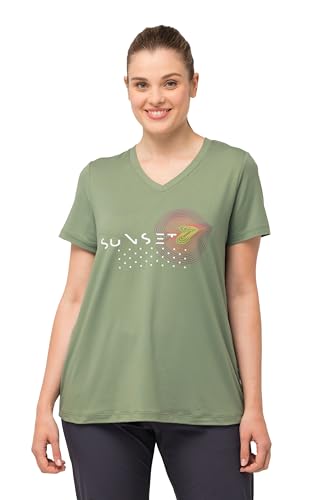 Ulla Popken Damen große Größen Übergrößen Plus Size Funktionsshirt, schnelltrocknend, V-Ausschnitt, Halbarm mintgrün 58+ 827141186-58+ von Ulla Popken