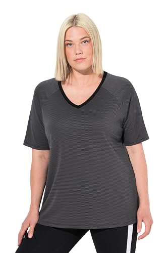 Ulla Popken Damen große Größen Übergrößen Plus Size Funktionsshirt, schnelltrocknend, V-Ausschnitt, Halbarm schwarz 42+ 833175100-42+ von Ulla Popken