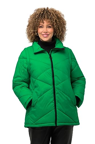 Ulla Popken Damen große Größen Übergrößen Plus Size HYPRAR 2-in-1-Pufferjacke, Ärmel abnehmbar, Stehkragen grün 46+ 820905440-46+ von Ulla Popken