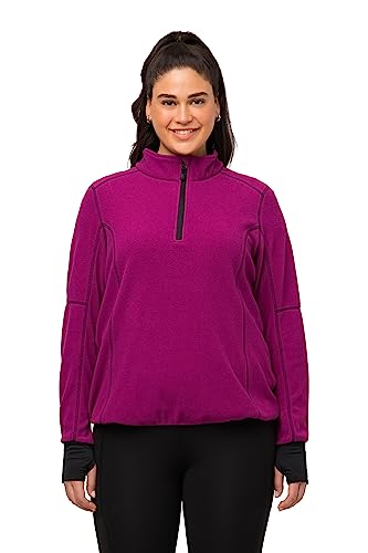 Ulla Popken Damen große Größen Übergrößen Plus Size HYPRAR Fleece-Sweatshirt, Stehkragen, Langarm Brombeere 46+ 807798817-46+ von Ulla Popken