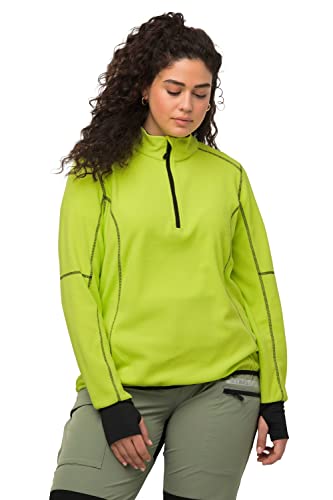 Ulla Popken Damen große Größen Übergrößen Plus Size HYPRAR Fleece-Sweatshirt, Stehkragen, Langarm neon grün 50+ 807798405-50+ von Ulla Popken