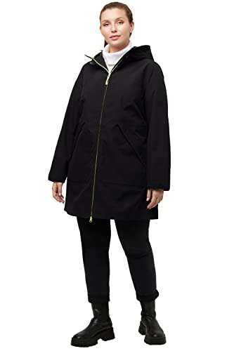 Ulla Popken Damen große Größen Übergrößen Plus Size HYPRAR Funktionsjacke, Kapuze, wasserdicht, 2-Wege-Zipper schwarz 46+ 816514100-46+ von Ulla Popken