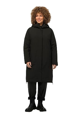 Ulla Popken Damen große Größen Übergrößen Plus Size HYPRAR Funktionsjacke, Seitenzipper, wasserfest, Kapuze schwarz 54+ 820904130-54+ von Ulla Popken