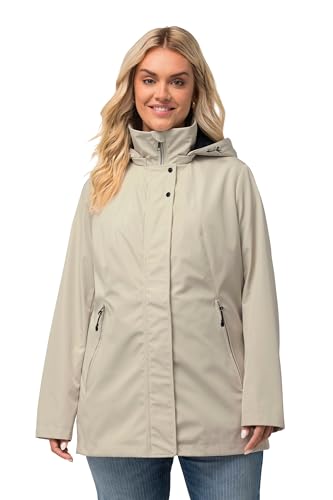 Ulla Popken Damen große Größen Übergrößen Plus Size HYPRAR Funktionsjacke, wasserabweisend, Kapuze sand grau 46+ 825114151-46+ von Ulla Popken