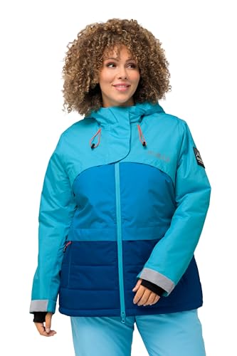 Ulla Popken Damen große Größen Übergrößen Plus Size HYPRAR Funktionsjacke, wasserdicht, 2-Wege-Zipper, Schneefang helles türkis 50+ 810195730-50+ von Ulla Popken