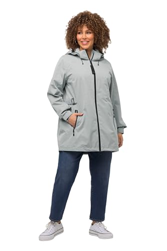 Ulla Popken Damen große Größen Übergrößen Plus Size HYPRAR Funktionsjacke, wasserdicht, Kapuze hellgrau mélange 46+ 816532134-46+ von Ulla Popken