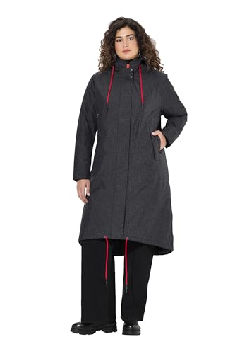 Ulla Popken Damen große Größen Übergrößen Plus Size HYPRAR Funktionsmantel, wasserdicht, Kapuze, recycelt schwarz 46+ 833752100-46+ von Ulla Popken