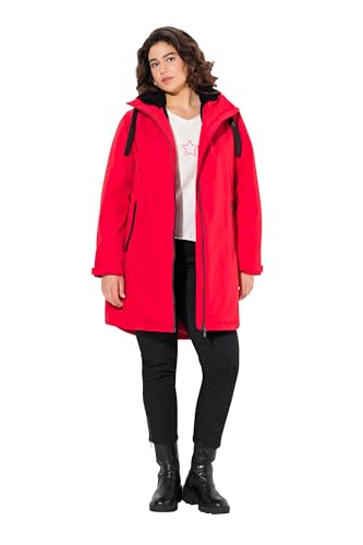 Ulla Popken Damen große Größen Übergrößen Plus Size HYPRAR Funktionsmantel, wasserdicht, Teddy-Kapuze Salsa 58+ 829670530-58+ von Ulla Popken