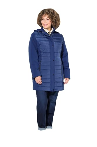 Ulla Popken Damen große Größen Übergrößen Plus Size HYPRAR Hybridjacke, Stepp/Softshell, Stehkragen, Kapuze Nachtblau 46+ 833334740-46+ von Ulla Popken