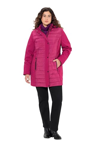 Ulla Popken Damen große Größen Übergrößen Plus Size HYPRAR Hybridjacke, Stepp/Softshell, Stehkragen, Kapuze Rubin 46+ 833334540-46+ von Ulla Popken