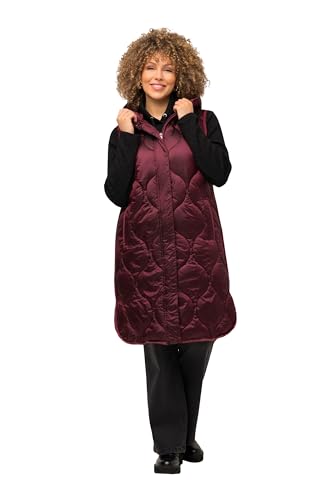 Ulla Popken Damen große Größen Übergrößen Plus Size HYPRAR Long-Steppweste, wasserabweisend, 2-Wege-Zipper karminrot 54+ 823065536-54+ von Ulla Popken