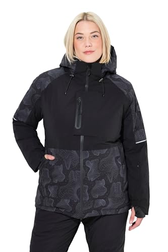 Ulla Popken Damen große Größen Übergrößen Plus Size HYPRAR Performance-Jacke, wasserdicht, Schneefang, Kapuze schwarz 50+ 821961100-50+ von Ulla Popken