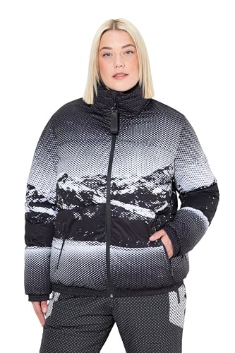 Ulla Popken Damen große Größen Übergrößen Plus Size HYPRAR Performance-Pufferjacke, wasserdicht, Stehkragen schwarz 54+ 831671100-54+ von Ulla Popken
