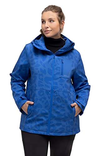 Ulla Popken Damen HYPRAR Softshell, modisches Leomuster, wasserabweisend, atungs Jacken, Royalblau, 50-52 von Ulla Popken