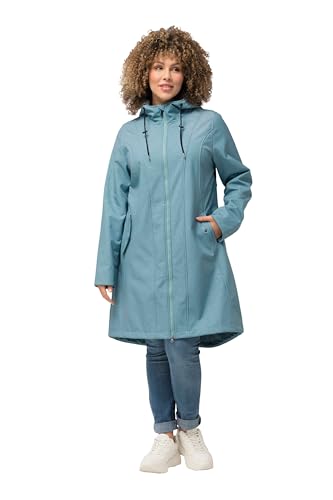 Ulla Popken Damen große Größen Übergrößen Plus Size HYPRAR Softshell-Longjacke, wasserabweisend, Kapuze graublau 46+ 826411183-46+ von Ulla Popken