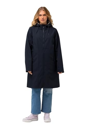 Ulla Popken Damen große Größen Übergrößen Plus Size HYPRAR Softshell-Longjacke, wasserabweisend, Kapuze Marine 46+ 826399133-46+ von Ulla Popken