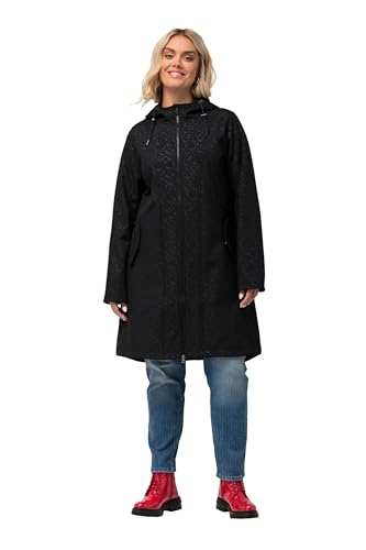 Ulla Popken Damen große Größen Übergrößen Plus Size HYPRAR Softshell-Longjacke, wasserabweisend, Kapuze schwarz 50+ 826411100-50+ von Ulla Popken