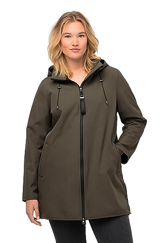 Ulla Popken Damen große Größen Übergrößen Plus Size HYPRAR Softshelljacke, Fleecefutter, wasserabweisend olivgrün 42+ 820702430-42+ von Ulla Popken