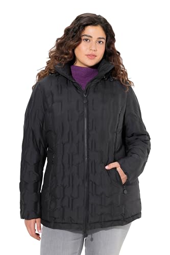 Ulla Popken Damen große Größen Übergrößen Plus Size HYPRAR Steppjacke, wasserabweisend, Kapuze schwarz 46+ 826188100-46+ von Ulla Popken