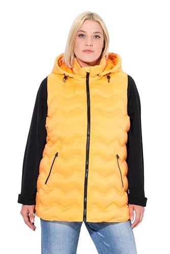 Ulla Popken Damen große Größen Übergrößen Plus Size HYPRAR Steppweste, wasserabweisend, Kapuze, Saum-Zipper hellorange 50+ 834950645-50+ von Ulla Popken