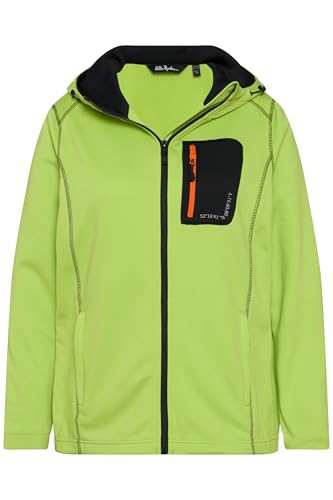 Ulla Popken Damen große Größen Übergrößen Plus Size HYPRAR Sweatjacke, Reflektordruck, Kapuze, Daumenloch neon grün 50+ 807796405-50+ von Ulla Popken