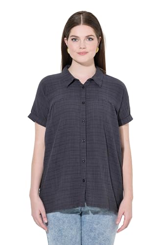 Ulla Popken Damen große Größen Übergrößen Plus Size Hemdbluse, Karo, Oversized, Hemdkragen, Halbarm Graphitgrau 46+ 837995100-46+ von Ulla Popken