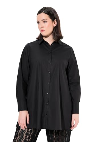 Ulla Popken Damen große Größen Übergrößen Plus Size Hemdbluse, Papertouch, Oversized, Stehkragen, Langarm schwarz 50+ 834508100-50+ von Ulla Popken