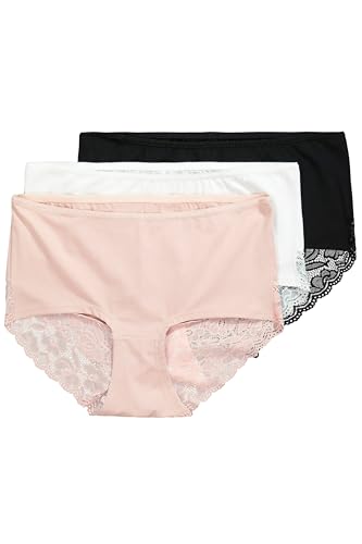 Ulla Popken Damen große Größen Übergrößen Plus Size Hipster, 3er-Pack, Spitze hinten schwarz 58+ 834617100-58+ von Ulla Popken