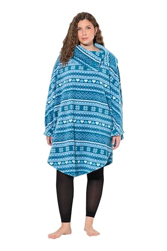 Ulla Popken Damen große Größen Übergrößen Plus Size Homewear-Poncho, Norweger, Plüsch, Kragen, recycelt Saphir I 834558763-I von Ulla Popken