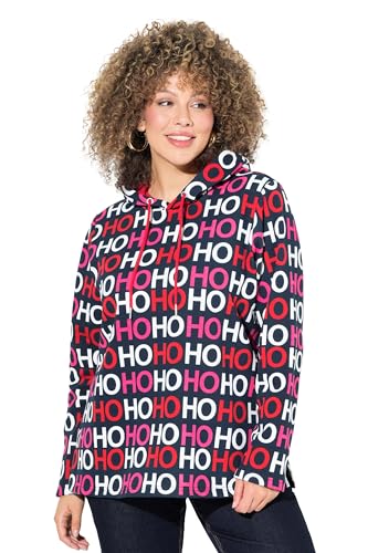 Ulla Popken Damen große Größen Übergrößen Plus Size Hoodie, Ho Ho Ho, Classic, Kapuze, Langarm Marine 58+ 833676130-58+ von Ulla Popken