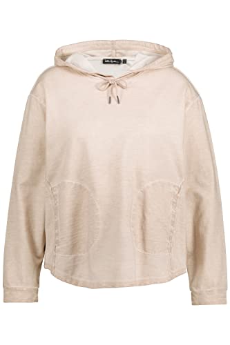 Ulla Popken Damen große Größen Übergrößen Plus Size Hoodie, Oversized, Langarm, Kapuzenshirt beige 62+ 808246300-62+ von Ulla Popken