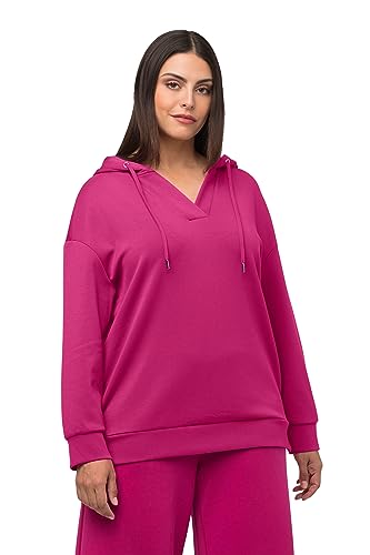 Ulla Popken Damen große Größen Übergrößen Plus Size Hoodie, Oversized, V-Ausschnitt, Langarm, Kapuzenshirt helles Erika 54+ 820689813-54+ von Ulla Popken