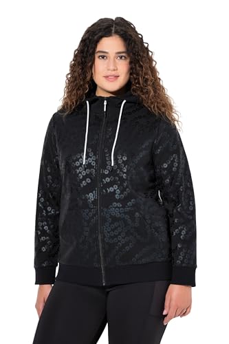 Ulla Popken Damen große Größen Übergrößen Plus Size Hoodie, Pailletten-Druck, Kängurutasche, Langarm schwarz 50+ 833275100-50+ von Ulla Popken
