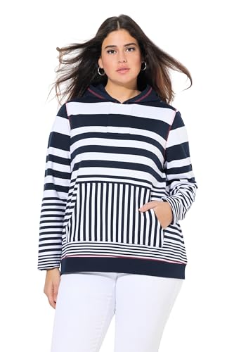 Ulla Popken Damen große Größen Übergrößen Plus Size Hoodie, gestreift mit Känguru-Tasche von Ulla Popken