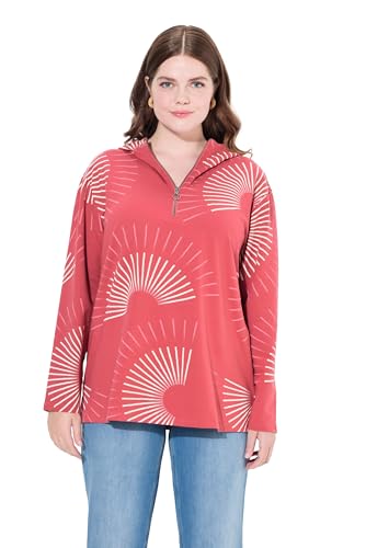 Ulla Popken Damen große Größen Übergrößen Plus Size Hoodie, grafischer Druck, Kapuze, Langarm, Biobaumwolle Himbeere 54+ 834366540-54+ von Ulla Popken