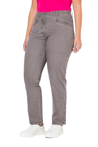 Ulla Popken Damen große Größen Übergrößen Plus Size Hose Mony, konisches Bein, Zipptaschen, Stretch Graphitgrau 44 837744100-44 von Ulla Popken
