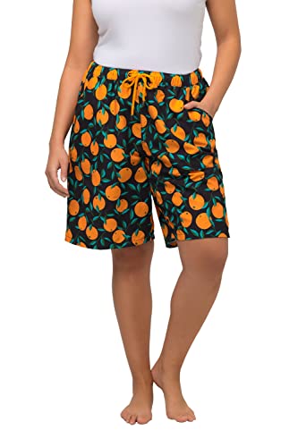 Ulla Popken Damen große Größen Übergrößen Plus Size Hybrid-Shorts, Orangen, doppellagig, Mikrofaser schwarz 46+ 819296100-46+ von Ulla Popken