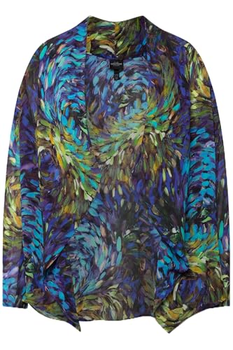 Ulla Popken Damen große Größen Übergrößen Plus Size Indoorjacke, Rayon-Chiffon, Wasserfallkragen, Langarm Dunkles Saphir 46+ 828523740-46+ von Ulla Popken