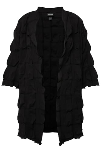 Ulla Popken Damen große Größen Übergrößen Plus Size Jacke, 3D Struktur, A-Linie, V-Ausschnitt, 3/4-Arm schwarz 50+ 829575130-50+ von Ulla Popken