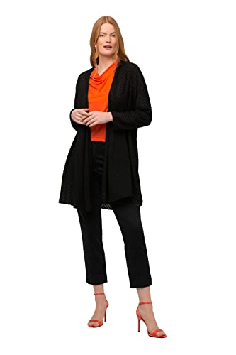 Ulla Popken Damen große Größen Übergrößen Plus Size Jacke, 3D-Zackenmuster, A-Linie, V-Ausschnitt schwarz 50+ 818422100-50+ von Ulla Popken