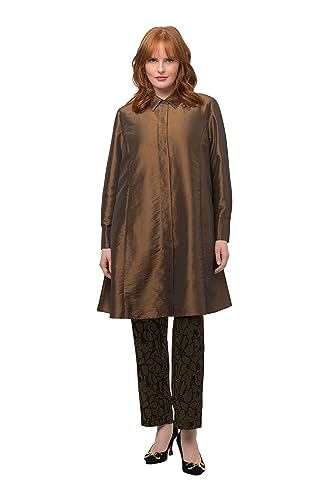 Ulla Popken Damen große Größen Übergrößen Plus Size Indoorjacke, feiner Schimmer, A-Linie, Hemdkragen Gold Kupfer 42+ 820633650-42+ von Ulla Popken