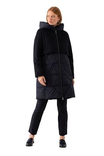 Ulla Popken Damen große Größen Übergrößen Plus Size Jacke, Materialmix, 2-Wege-Zipper, Kapuze Marine 42+ 823397130-42+ von Ulla Popken