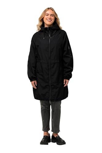 Ulla Popken Damen große Größen Übergrößen Plus Size Jacke, Tunnelzug, Stehkragen, 2-Wege-Zipper schwarz 46+ 816528100-46+ von Ulla Popken
