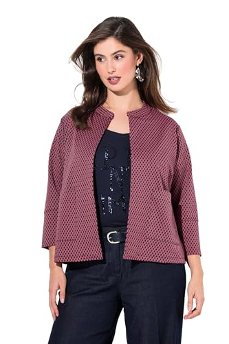 Ulla Popken Damen große Größen Übergrößen Plus Size Jacquard-Jacke, offene Form, Rundhals, 3/4-Arm Marine 50+ 836245130-50+ von Ulla Popken