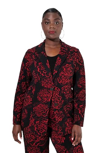 Ulla Popken Damen große Größen Übergrößen Plus Size Jacquard-Jerseyblazer, Reverskragen, florales Design Salsa 42 832647530-42 von Ulla Popken