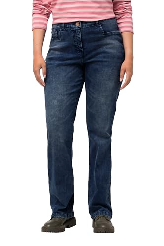 Ulla Popken Damen große Größen Übergrößen Plus Size Jeans Mandy, 5-Pocket-Schnitt, weites Bein Blue Denim 25 823806902-25 von Ulla Popken