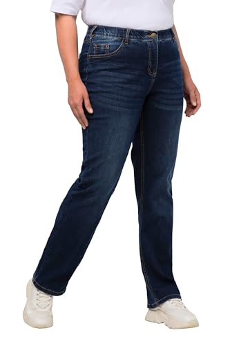 Ulla Popken Damen große Größen Übergrößen Plus Size Jeans Mandy, gerade 5-Pocket-Form, Komfortbund, Stretch Blue Denim 124 724598902-124 von Ulla Popken